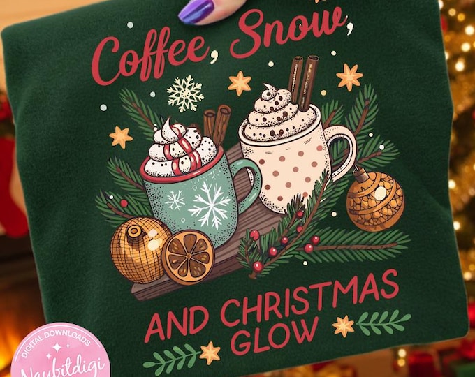 Christmas Coffee PNG, Holiday Cocoa Mug Clipart (Digital Download)