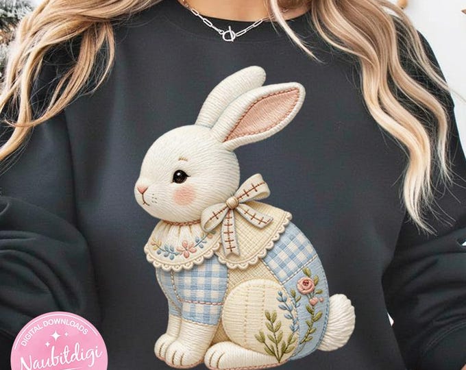 Pastel Cottagecore Bunny PNG, Spring Rabbit Illustration, Soft Feminine Cottagecore Design, Sublimation Digital Download