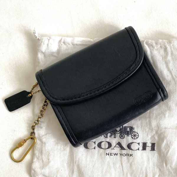 Vintage Coach Multi Function Purse Wallet Keyring, Black Leather, Style 7219