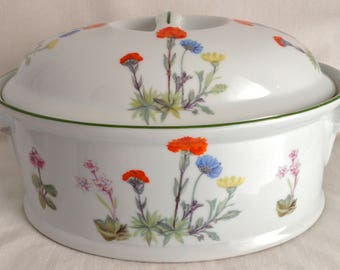 Vintage Philippe Deshoulieres Louis Lourioux Wildflower Covered Casserole, Made in France