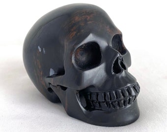 4" Mahogany Obsidian Skull, Realistic Carved Skull