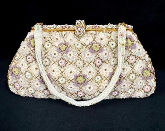 Vintage Beaded Evening Bag, Léo Miller, Handmade in France