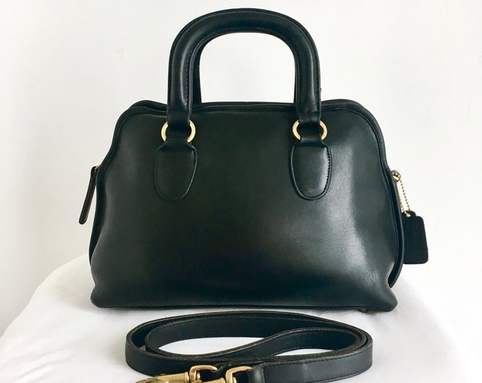 Vintage Coach Black Leather Baxter Bag Satchel Speedy 9903 Made in USA ...