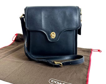 Vintage Coach Sheridan Glenwood Navy Leather Crossbody Bag - Etsy