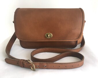 Vintage Coach Compartment Bag, British Tan Leather, Style 9850, Made in USA
