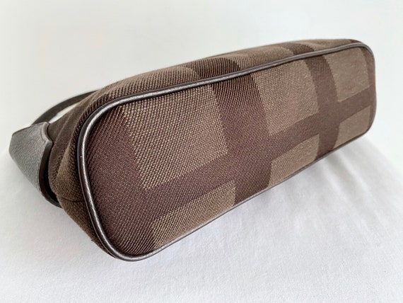 Daks London Brown Check Fabric and Leather Hobo B… - image 7