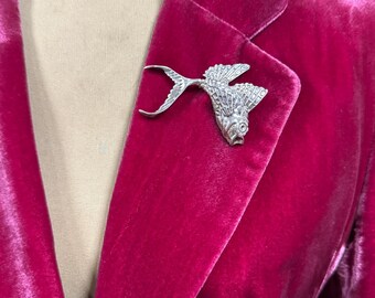 Vintage 3D Sterling Silver Fish Brooch