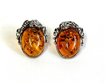 Polish Amber and Sterling Earrings
