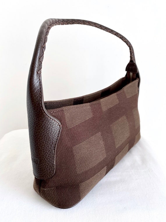 Daks London Brown Check Fabric and Leather Hobo B… - image 2
