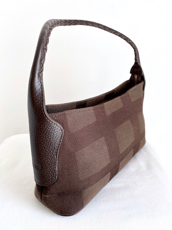 Daks London Brown Check Fabric and Leather Hobo B… - image 2