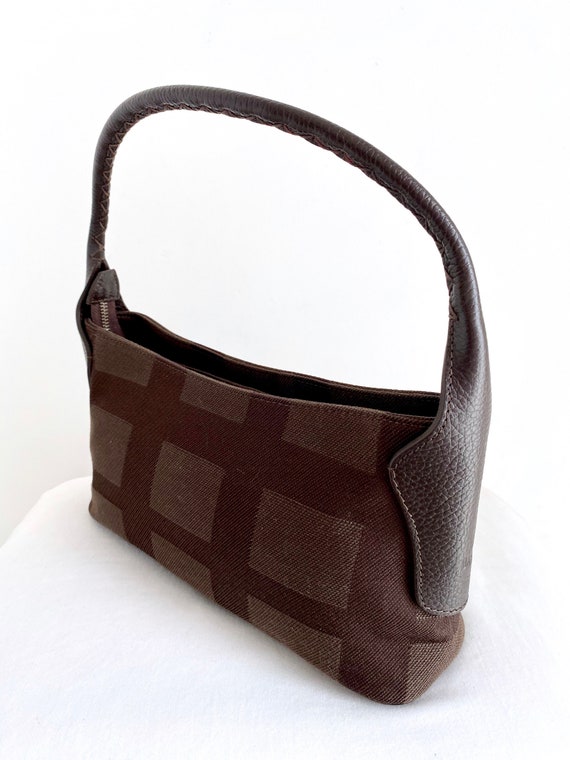 Daks London Brown Check Fabric and Leather Hobo B… - image 3