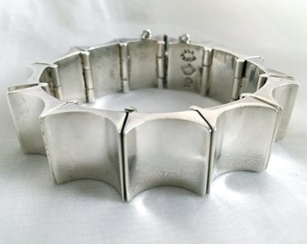 Antonio Pineda Concave Rectangles Bracelet, Mexican Midcentury Modernist, Sterling Silver