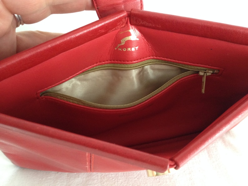 Koret Red Leather Clutch/ Shoulder Bag image 5