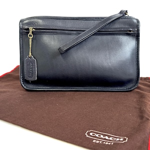 ヴィンテージ コーチ スタンダード クラッチ、ブラックレザー スタイル 5140、ニューヨーク製