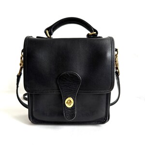 Coach Station Bag, Black Leather With Brass Hardware, Style 5031 