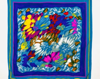 Vintage Missoni Silk Scarf Foulard, Abstract Floral, Made in Italy, 85 cm