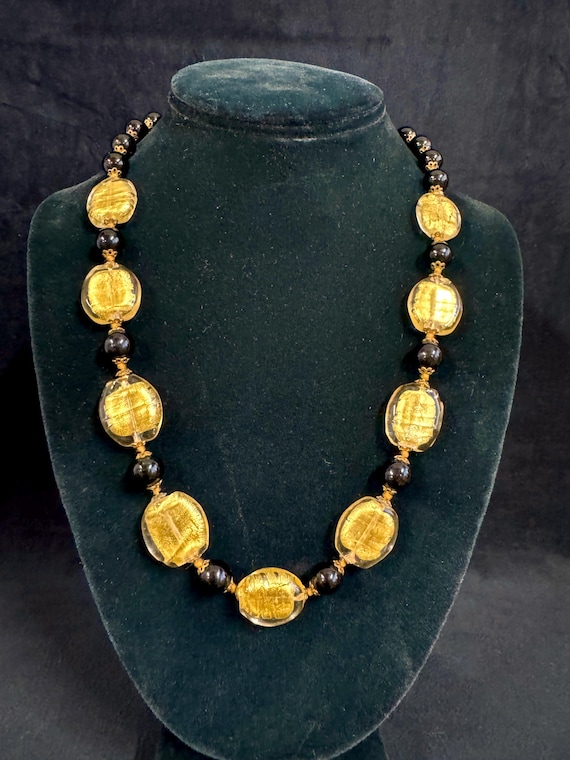 Murano Gold Glass Bead Necklace