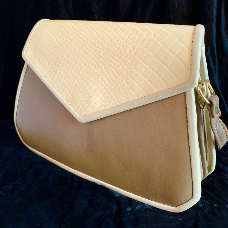 Greg Roche Taupe and Cream Leather Shoulder Bag - Etsy