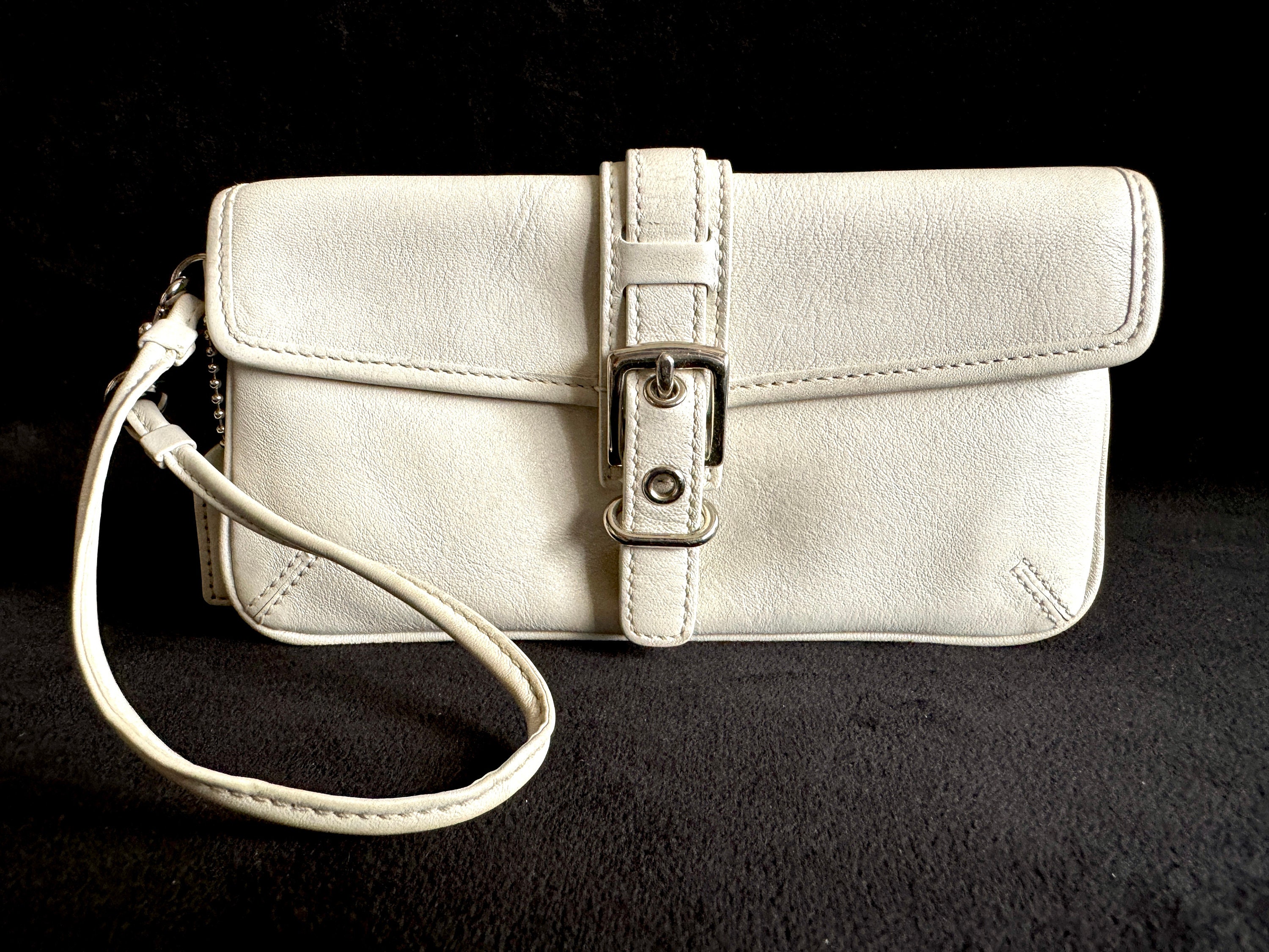 White Leather Wristlet Etsy