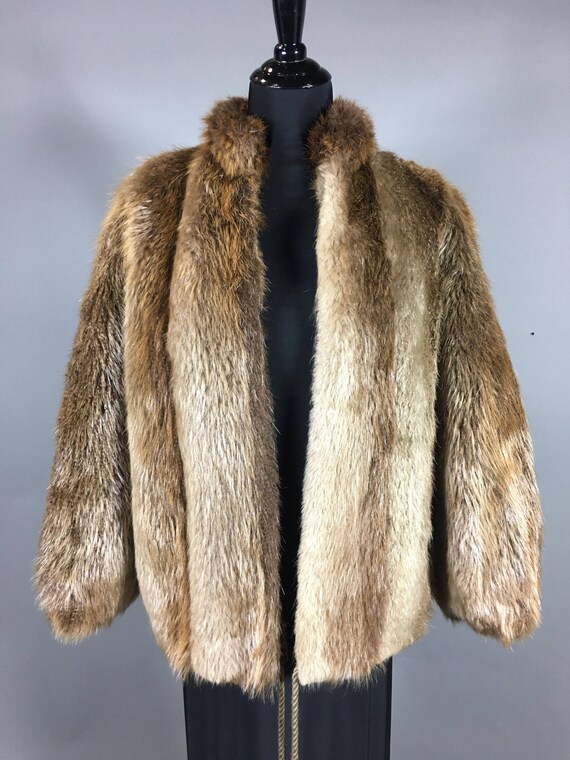 Vintage Natural Beaver Fur Jacket, Zipper Front, Women's