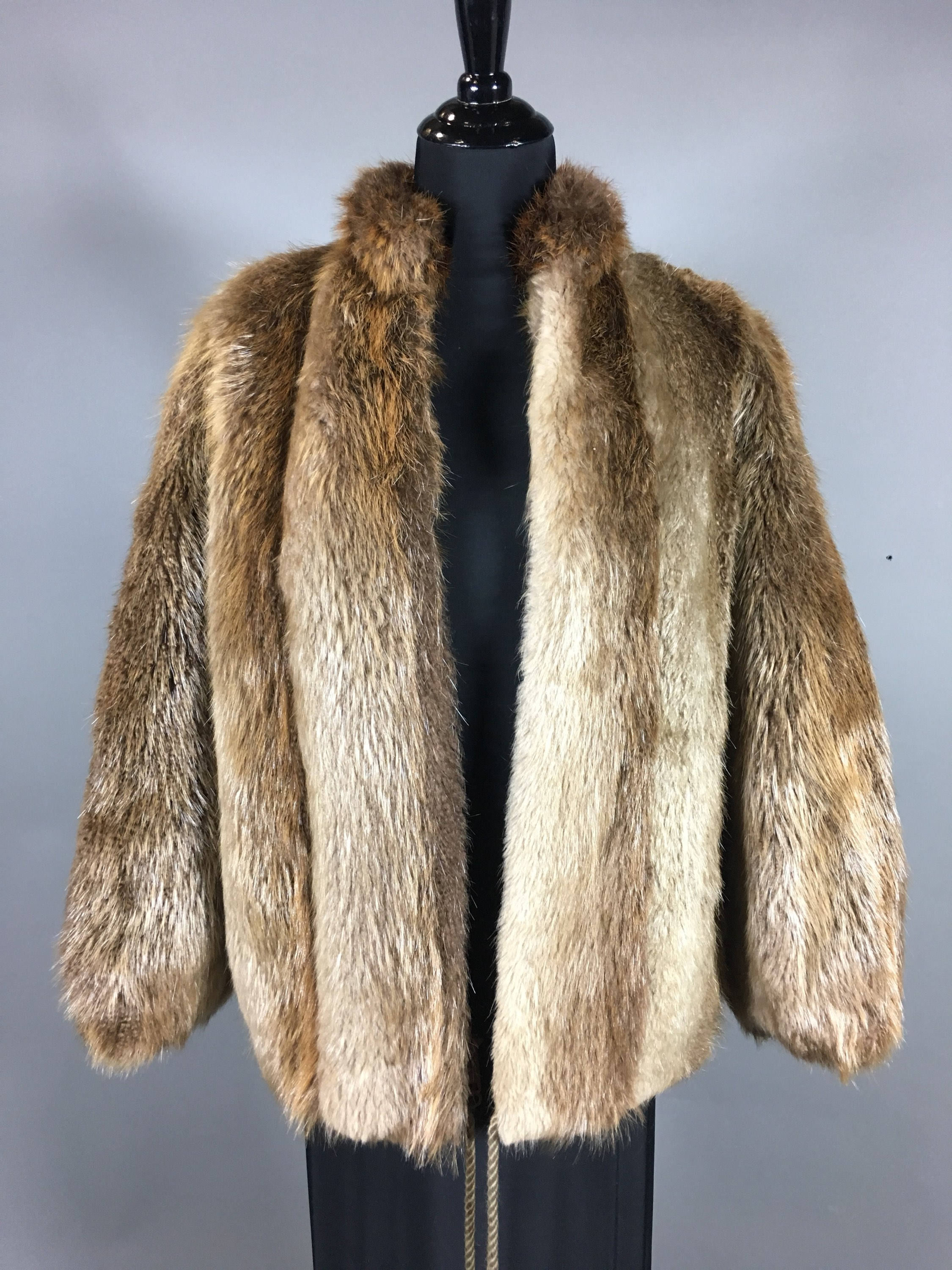 Vintage Natural Beaver Fur Jacket, Zipper Front, Women's