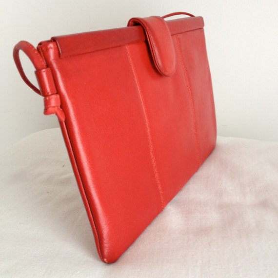 Koret Red Leather Clutch/ Shoulder Bag - image 2