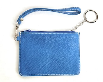 Dooney and Bourke Blue Leather Wrist Pouch, Coin Purse, Key Pouch