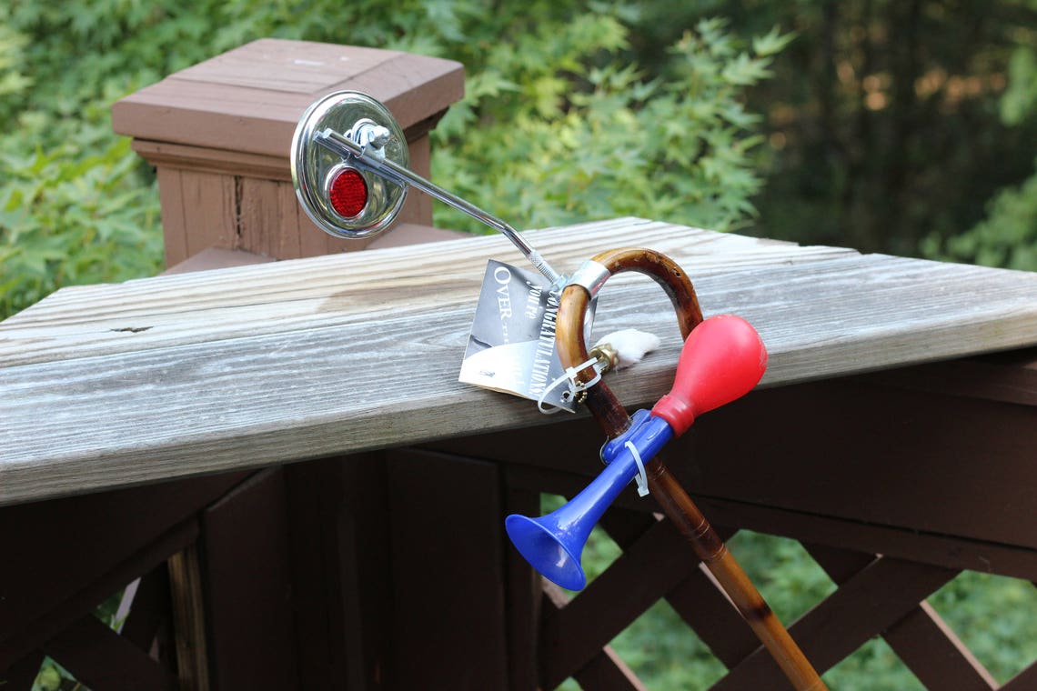 Gag Gift Walking Cane with Bicycle Horn Rearview Mirror Etsy