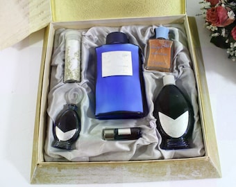 Vintage Evening in Paris 6 pc Satin Lined Boxed Collection, Art Deco Box