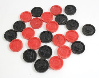 Set Of 4    3” Black Plastic Checker Pieces Replacement Pieces