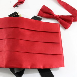 thumbnail image 2 of Boys Red Satin Cummerbund - Adjustable Waist 13.77-31.49in, Formal Wear Accessory For Weddings, Prom 2 of 2