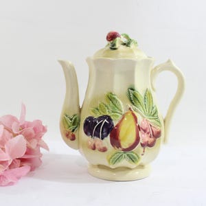 Vintage Crockery Teapot with Fruit Theme
