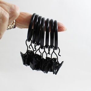 Black Curtain Clips (7), Cafe Curtain Clips