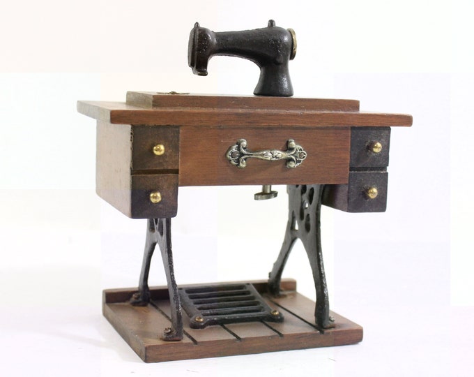 Vintage Treadle Sewing Machine Music Box 7.25t, 80's Era, Music Box