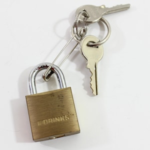Small Gold Brinks Padlock with 2 Keys, Jewelry Box Padlock