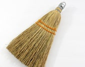 Vintage Whisk Broom with Metal Cap Hook to Hang, Handheld Broom