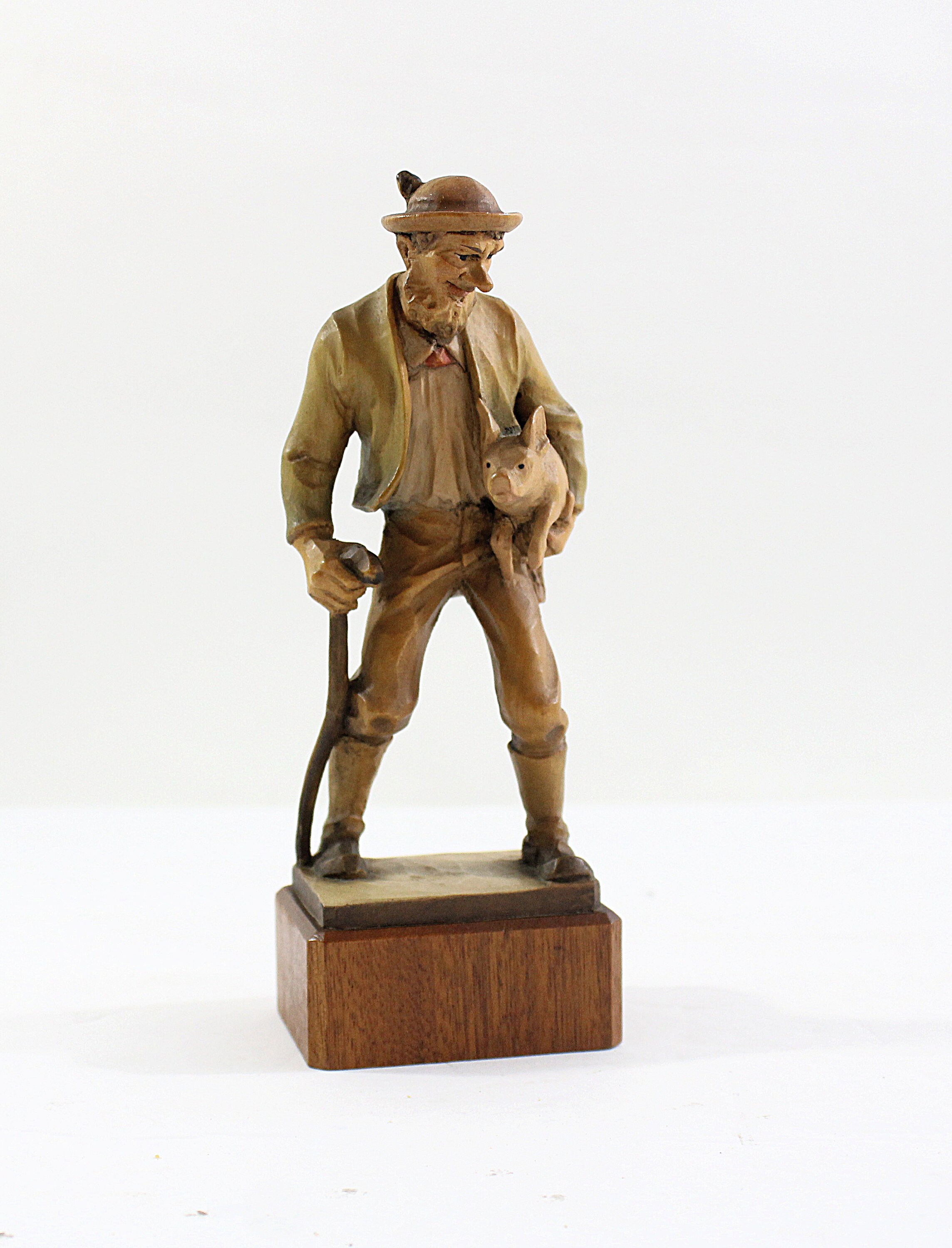 Vintage Wood Carving: Austrian Hobo with Pig Figurine - Etsy 日本