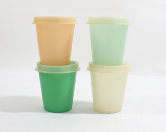 Vintage Tupperware Midget Containers (4) #101, Original Pastel Colors, 2 oz Each