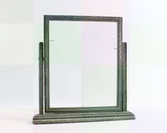 Vintage Wooden Swing Frame with Glass, Dark Grayish Frame with Textured Look