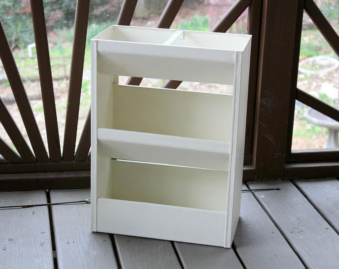 Vintage Potato Bin With Handle White Painted Tin 3 Storage Etsy