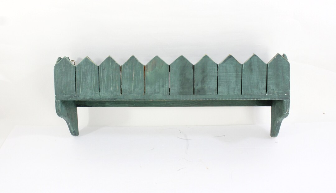 Wooden Picket Fence Wall Shelf Green Vintage 185/8l X Etsy