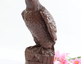 Vintage Red Mill Eagle Sculpture Pecan Shell Rustic Americana Bird