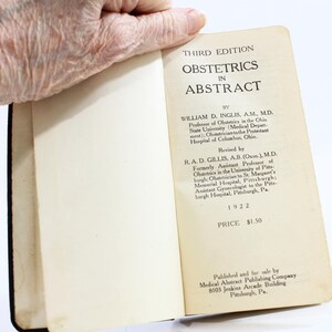 Pocket "Obstetrics in Abstract" Book for Physicians & Medical Students, c. 1922, Third Edition