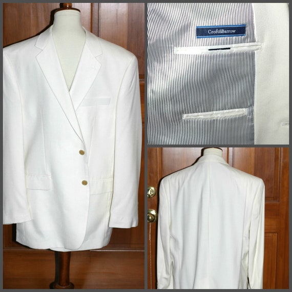 White Sport Coat for Men 44 R Croft & Barrow Worn