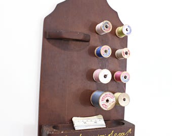 Vintage Wooden "Sew & Sew" Sewing Notions Organizer - 16.5"T