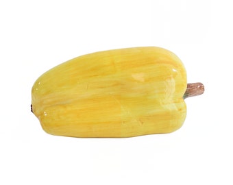 MCM Bassano Large Yellow Ceramic Glazed Bell Pepper 9.5"L, Handmade in Italy, Artisan Piece with Realistic Details