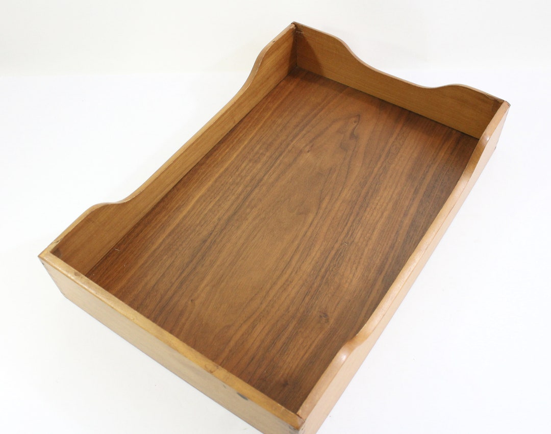 Vintage In/out Tray Wooden Paper Tray With Wood Etsy