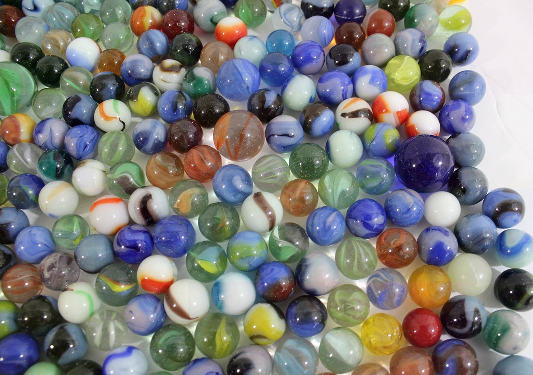 Over 300 Vintage Glass Marbles Multicolored 1522 Mm, Shooters, Swirly