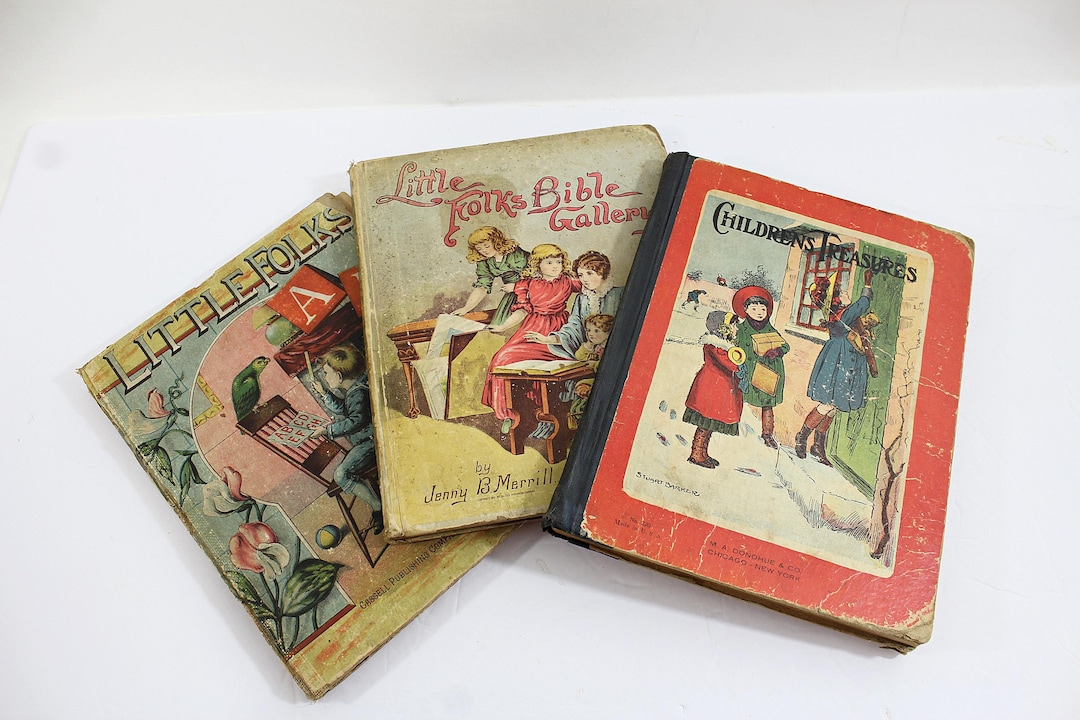 Antique Children's Books (3) 1890s and 1868, Bible Stories