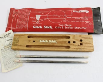 Crock Stick, Knife and Scissors Sharpener with Instructions, 70s Era